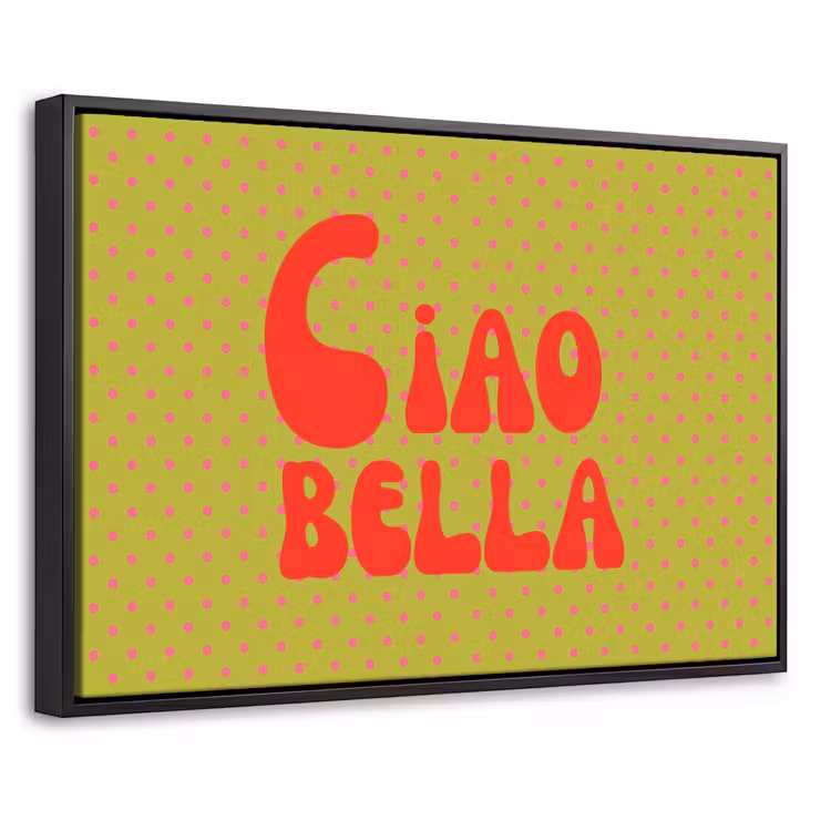 Canvas met lijst - Ciao bella - Rood - Groen - Stippen — 1