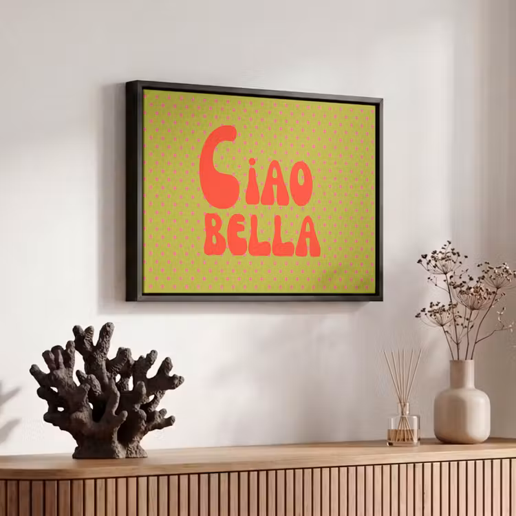Canvas met lijst - Ciao bella - Rood - Groen - Stippen — 6