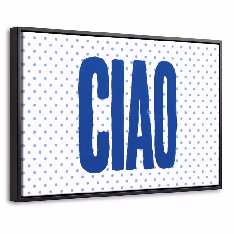 Canvas met lijst - Ciao - Blauw - Stippen — 1