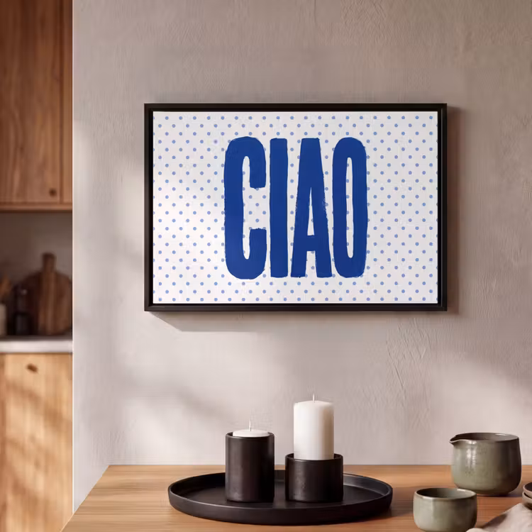 Canvas met lijst - Ciao - Blauw - Stippen — 2