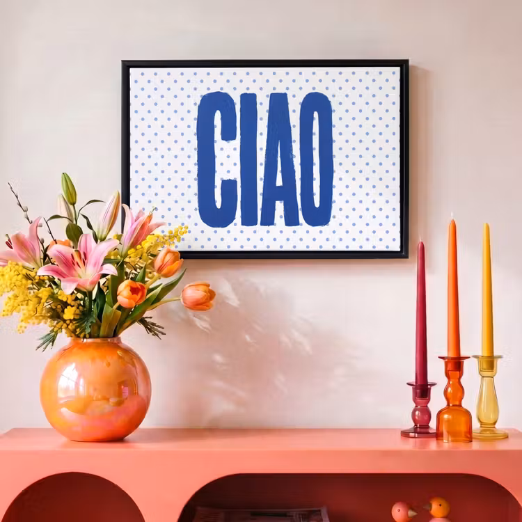 Canvas met lijst - Ciao - Blauw - Stippen — 4