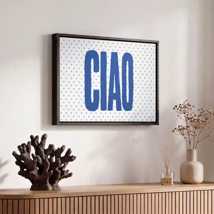 Canvas met lijst - Ciao - Blauw - Stippen — 6