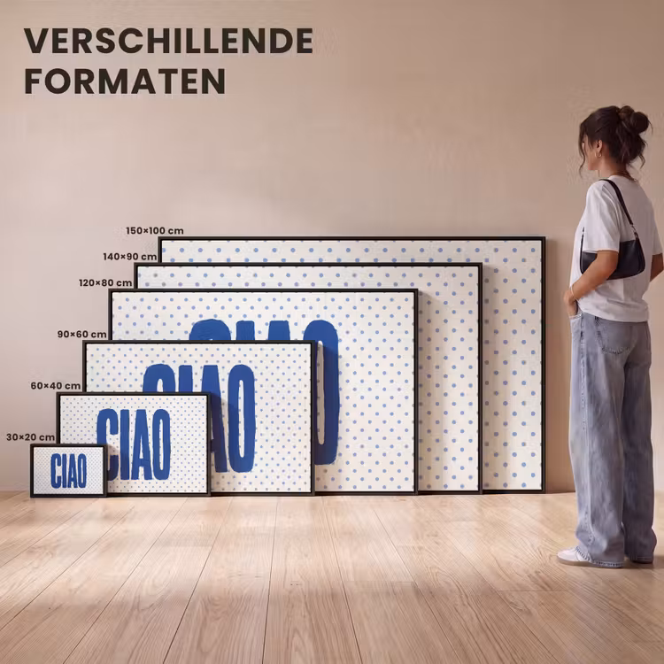 Canvas met lijst - Ciao - Blauw - Stippen — 7