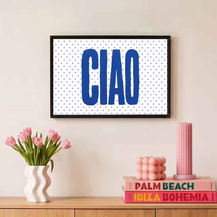 Canvas met lijst - Ciao - Blauw - Stippen — 8