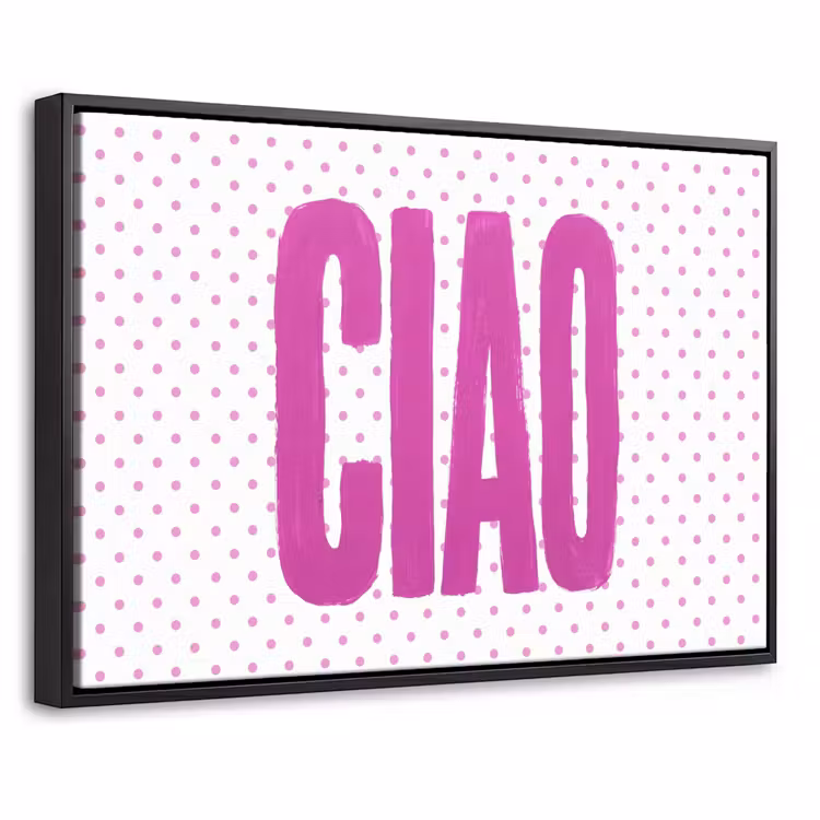 Canvas met lijst - Ciao - Stippen - Roze - Wit — 1