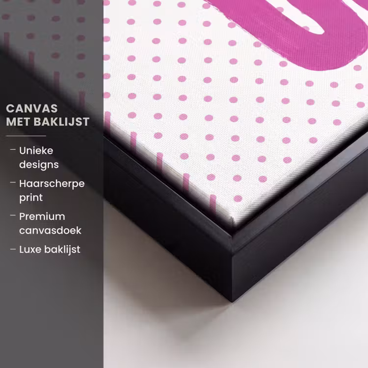 Canvas met lijst - Ciao - Stippen - Roze - Wit — 5