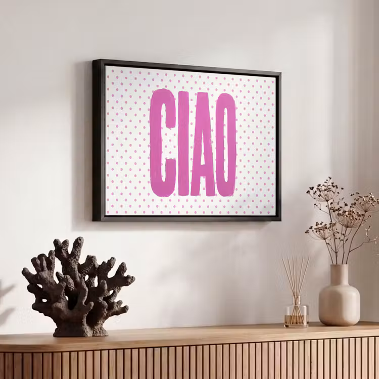 Canvas met lijst - Ciao - Stippen - Roze - Wit — 6