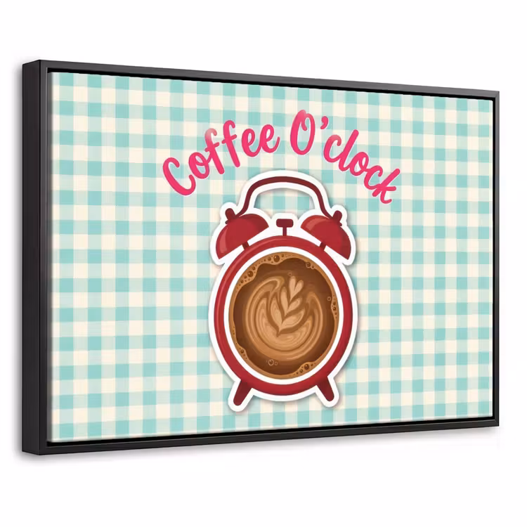 Canvas met lijst - Koffie - Klok - Groen — 1