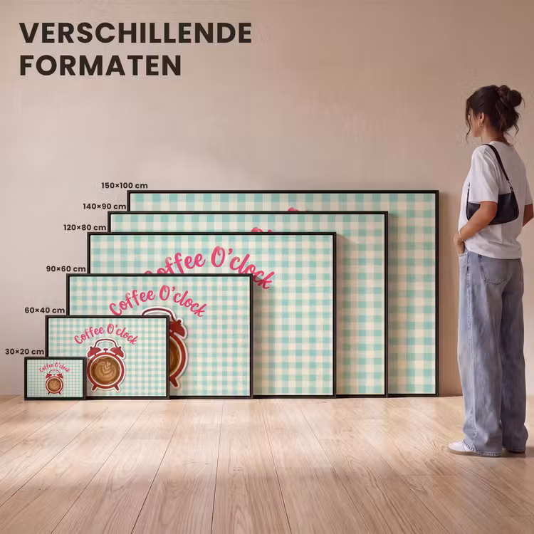 Canvas met lijst - Koffie - Klok - Groen — 7