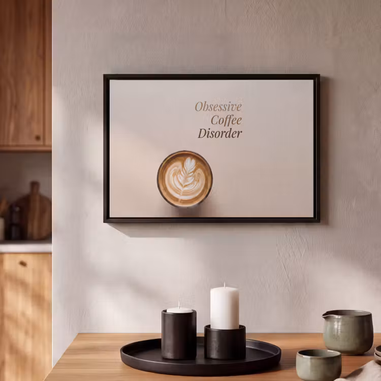 Canvas met lijst - Koffie - Obessive Coffee Disorder - Beige — 2