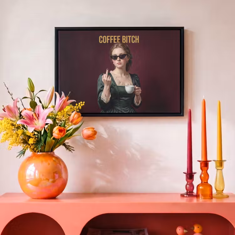 Canvas met lijst - Koffie - Vrouw - Middelvinger — 4