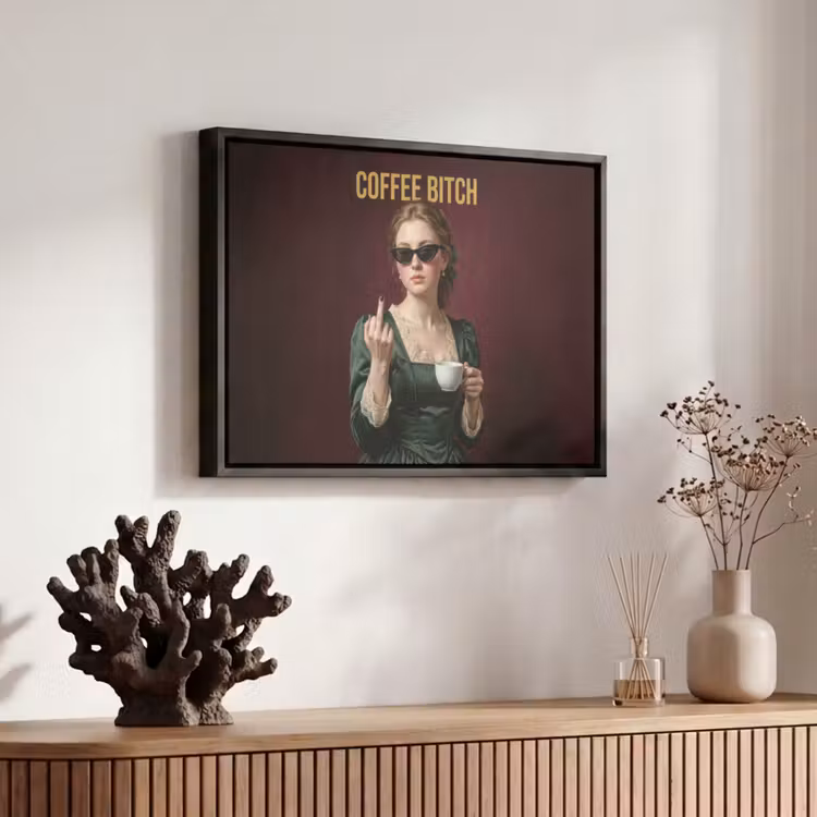 Canvas met lijst - Koffie - Vrouw - Middelvinger — 6