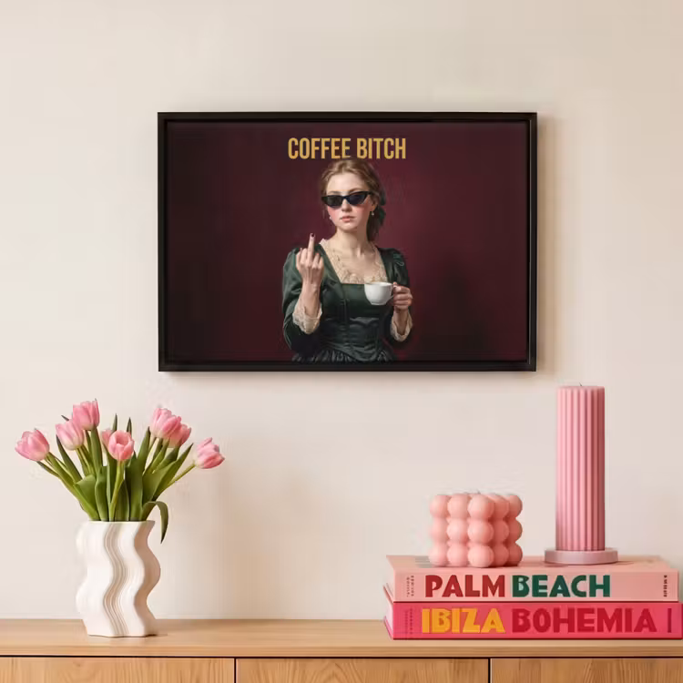 Canvas met lijst - Koffie - Vrouw - Middelvinger — 8