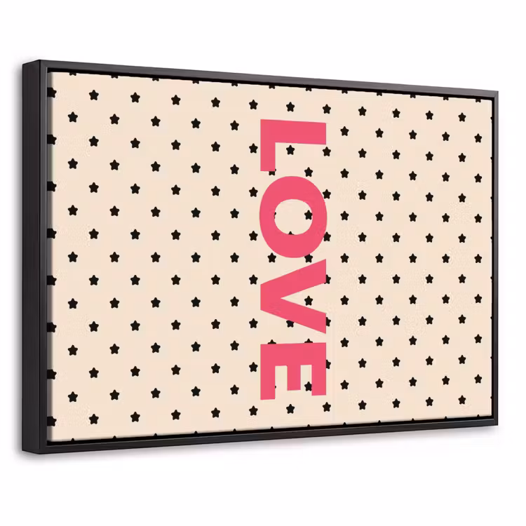 Canvas met lijst - Love - Stippen - Roze — 1