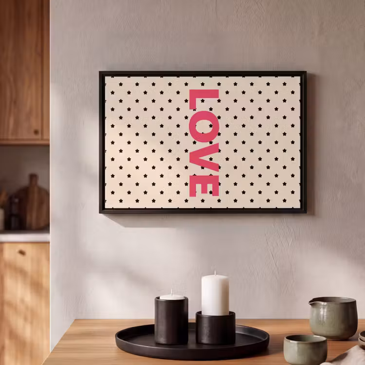 Canvas met lijst - Love - Stippen - Roze — 2