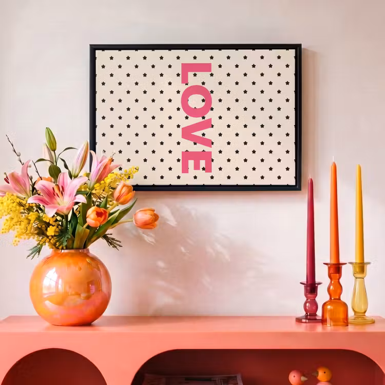 Canvas met lijst - Love - Stippen - Roze — 4