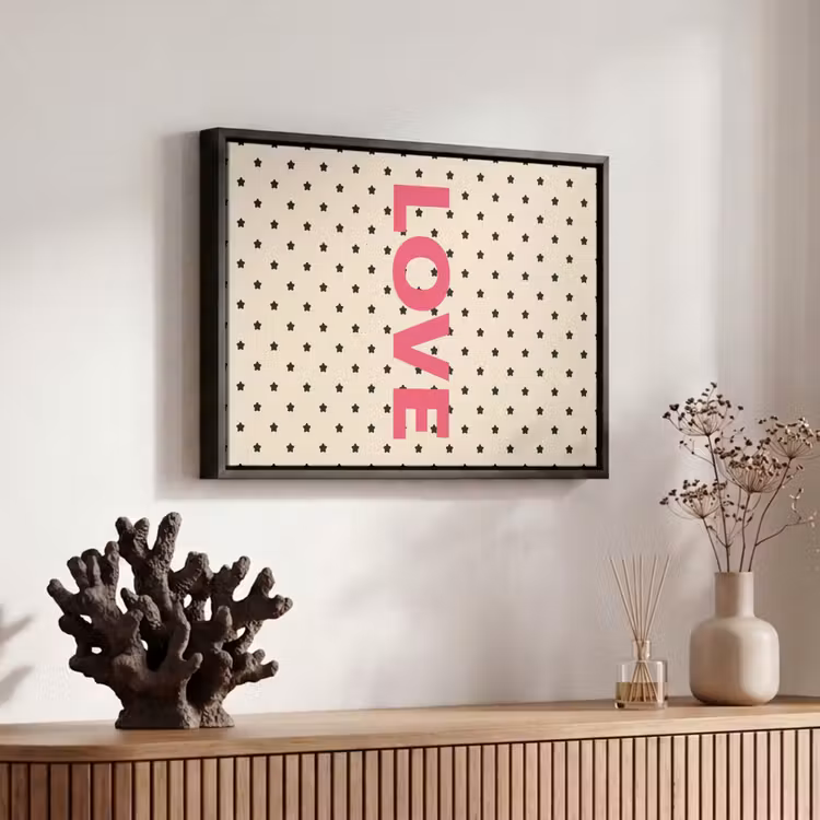 Canvas met lijst - Love - Stippen - Roze — 6