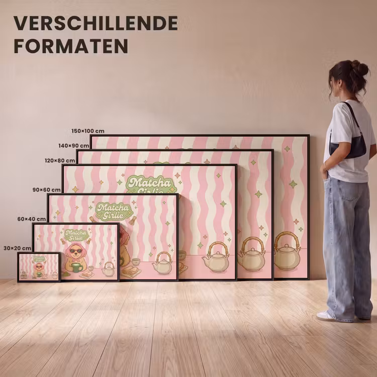 Canvas met lijst - Matcha - Hond - Roze - Groen — 7