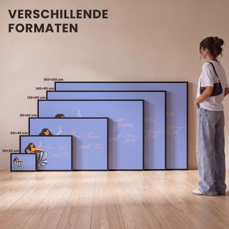 Canvas met lijst - Mok - Koffie - Vrouw - Paars — 7