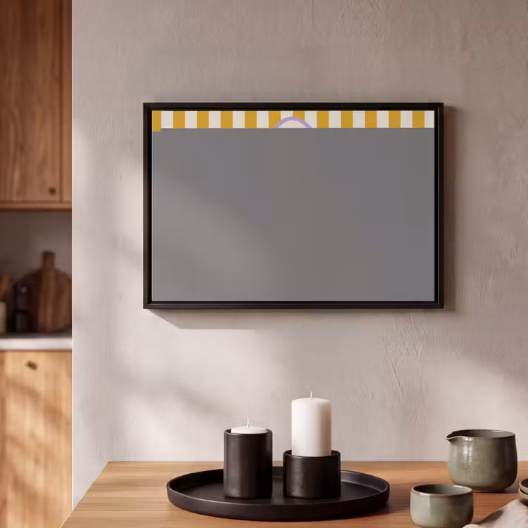Canvas met lijst - More coffee - Geel - Paars - Strepen - Mok — 2
