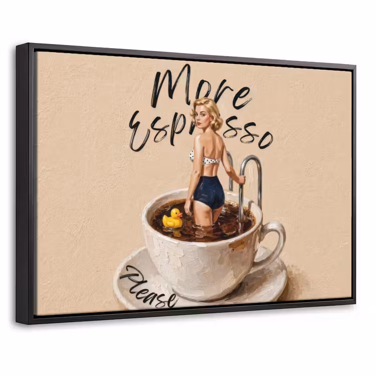 Canvas met lijst - More espresso - Koffie - Eend — 1