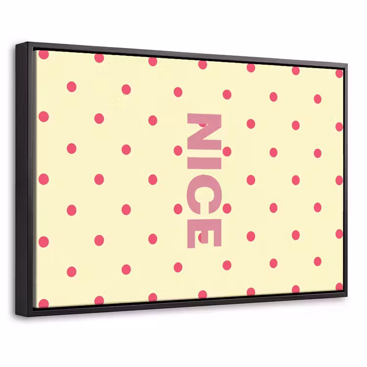 Canvas met lijst - Nice - Stippen - Roze - Geel — 1