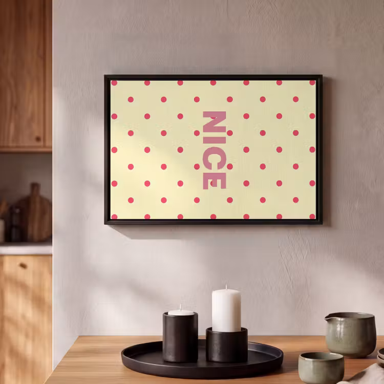 Canvas met lijst - Nice - Stippen - Roze - Geel — 2