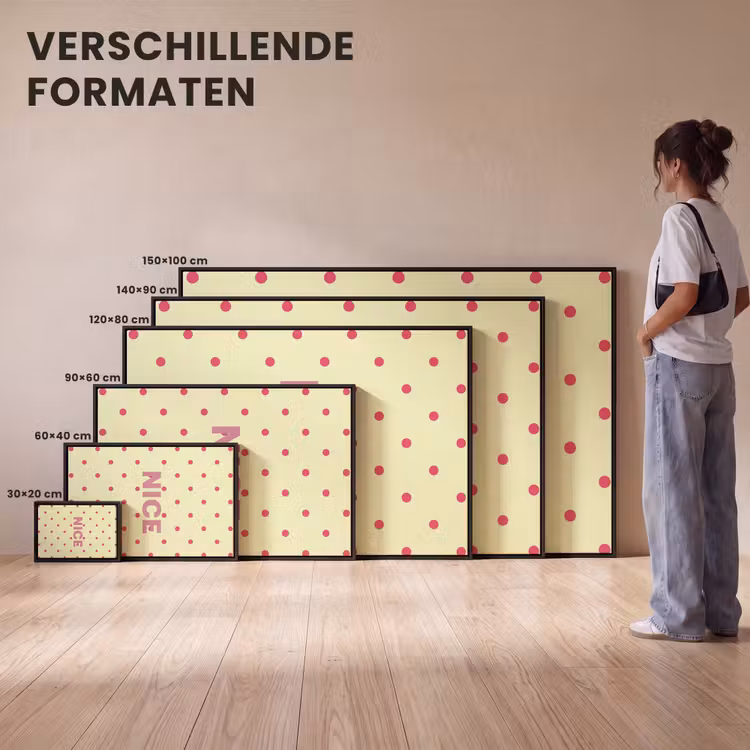 Canvas met lijst - Nice - Stippen - Roze - Geel — 7