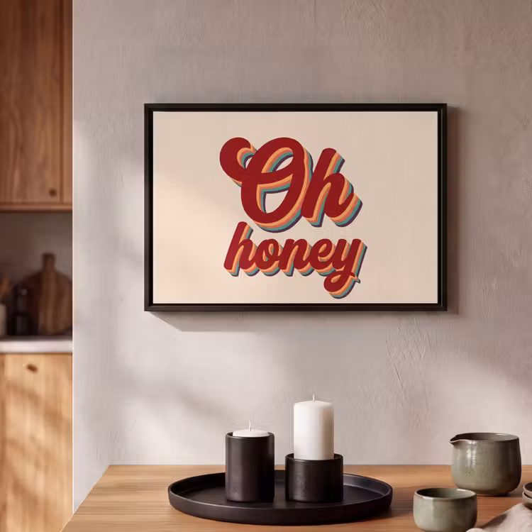 Canvas met lijst - Oh honey - Rood - Schaduw — 2