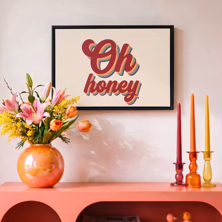 Canvas met lijst - Oh honey - Rood - Schaduw — 4