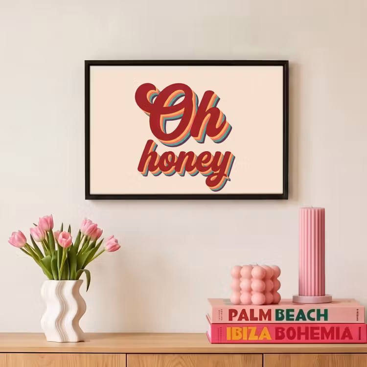 Canvas met lijst - Oh honey - Rood - Schaduw — 8