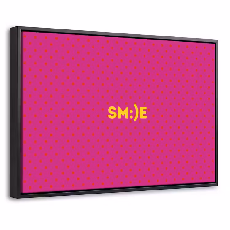 Canvas met lijst - Smile - Stippen - Roze — 1