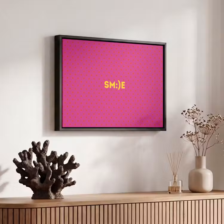 Canvas met lijst - Smile - Stippen - Roze — 6