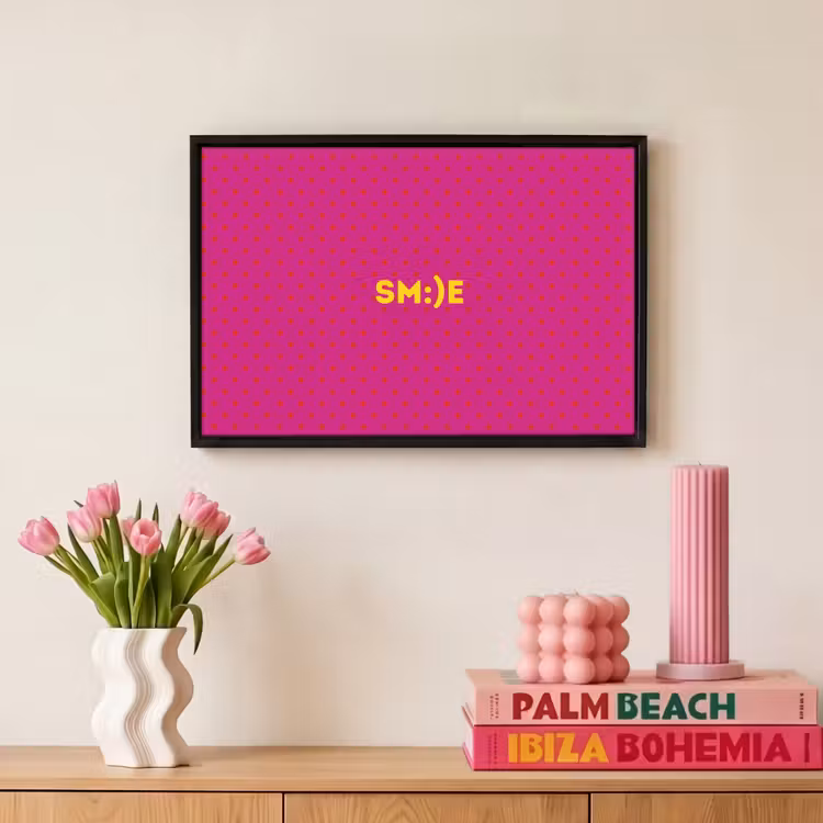 Canvas met lijst - Smile - Stippen - Roze — 8