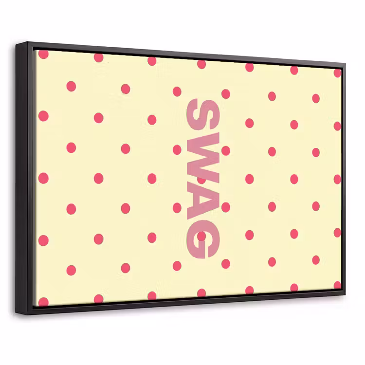 Canvas met lijst - Swag - Roze - Stippen - Geel — 1