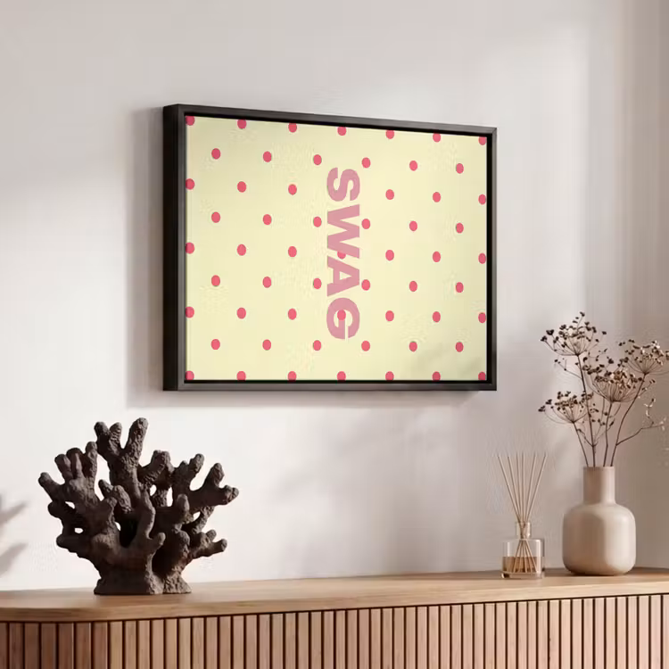 Canvas met lijst - Swag - Roze - Stippen - Geel — 6