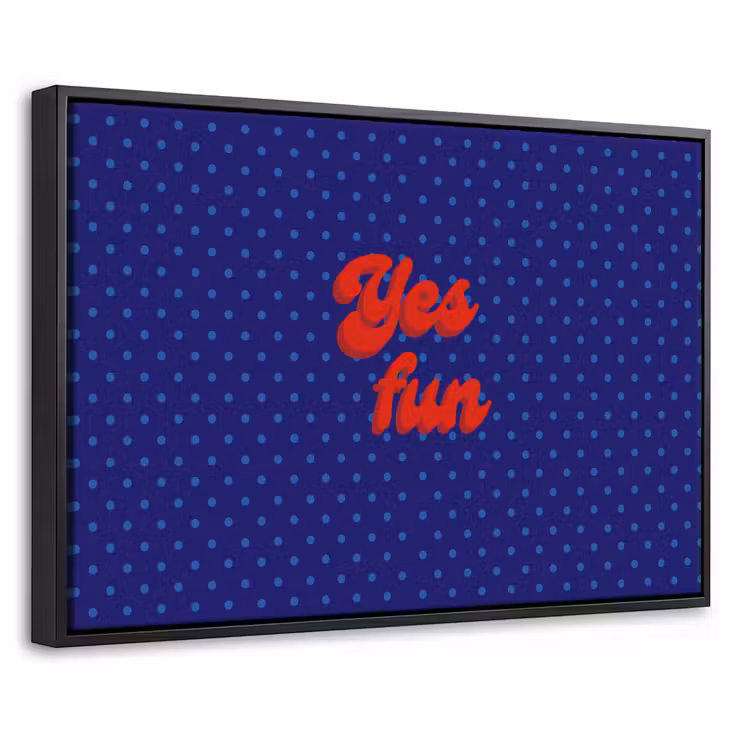 Canvas met lijst - Yes fun - Rood - Blauw - Stippen — 1