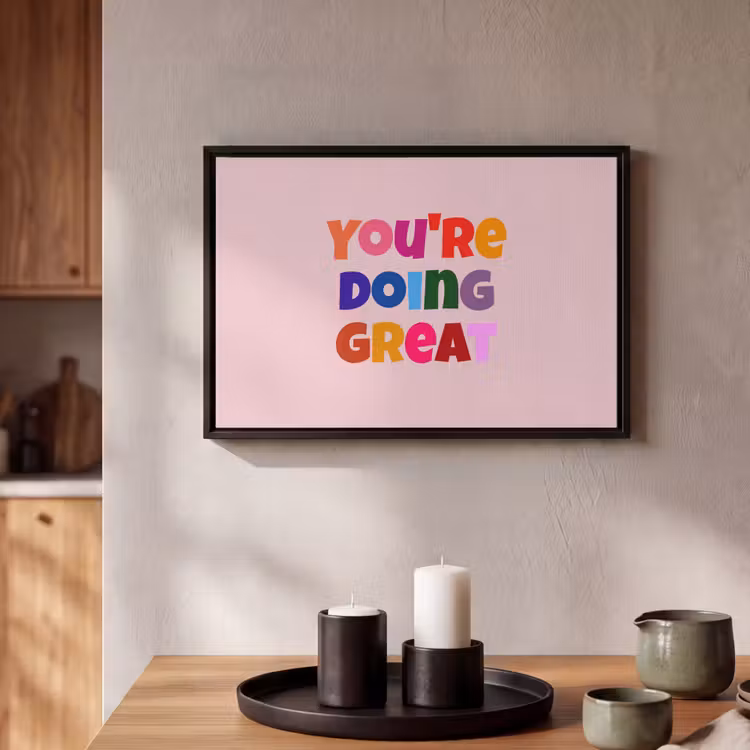 Canvas met lijst - You're doing great - Roze - Kleurrijk — 2