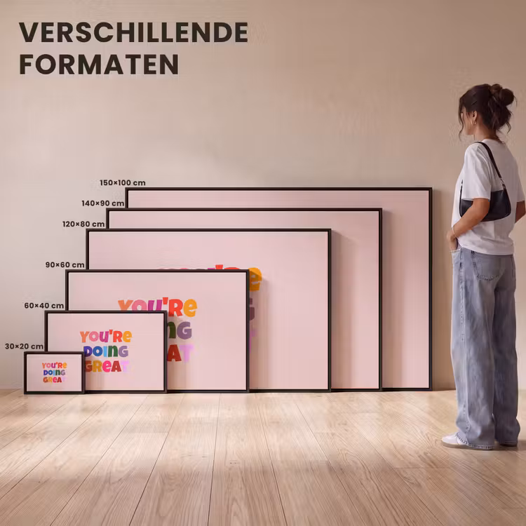 Canvas met lijst - You're doing great - Roze - Kleurrijk — 7