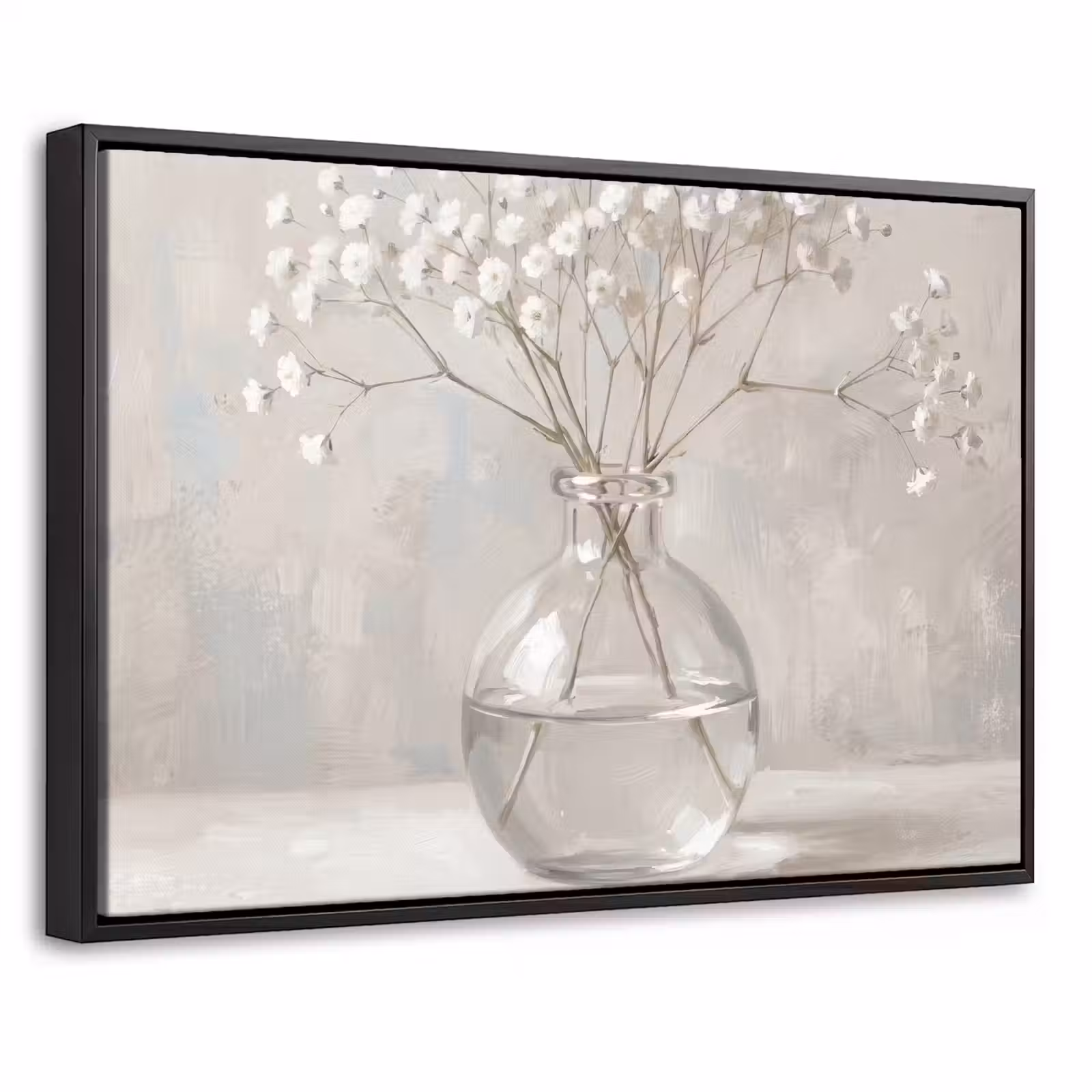 Canvas met lijst - Gipskruid - Vaas - Wit — 1