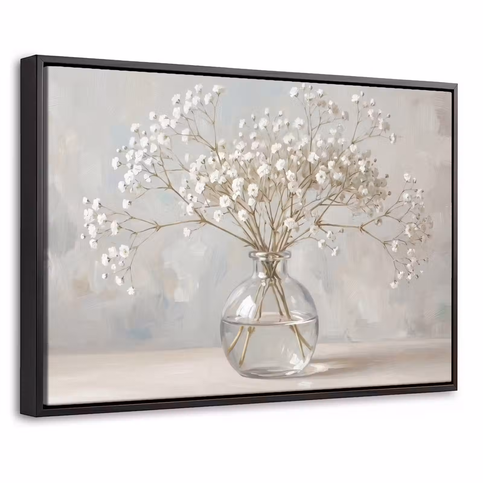 Canvas met lijst - Vaas - Gipskruid - Wit — 1