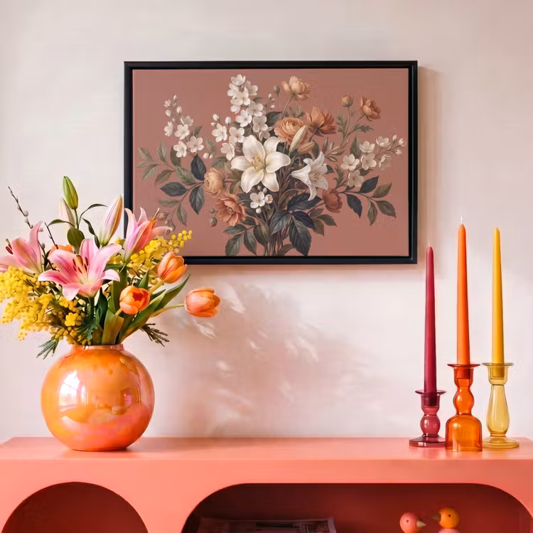Canvas met lijst - Boeket - Retro - Kleurrijk — 4