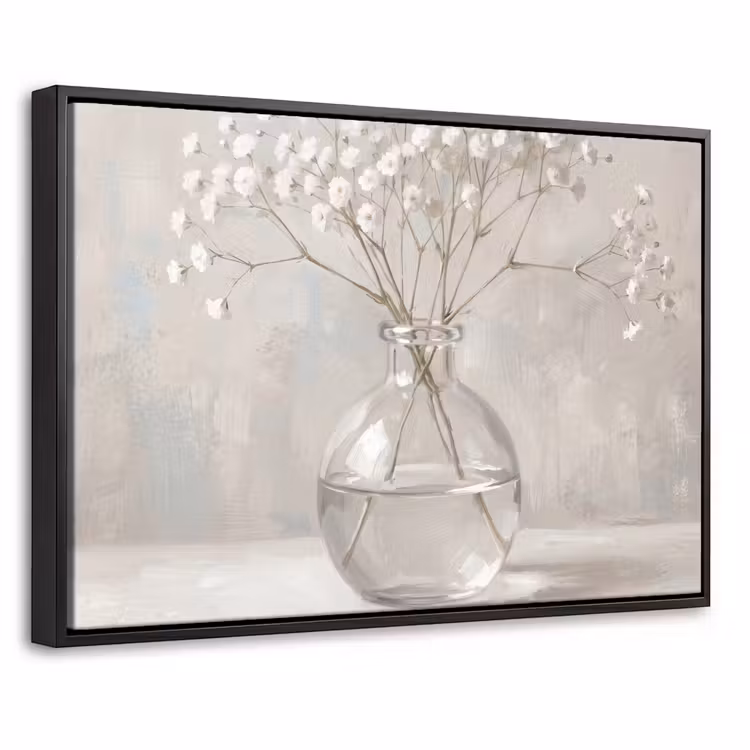 Canvas met lijst - Gipskruid - Vaas - Wit — 1