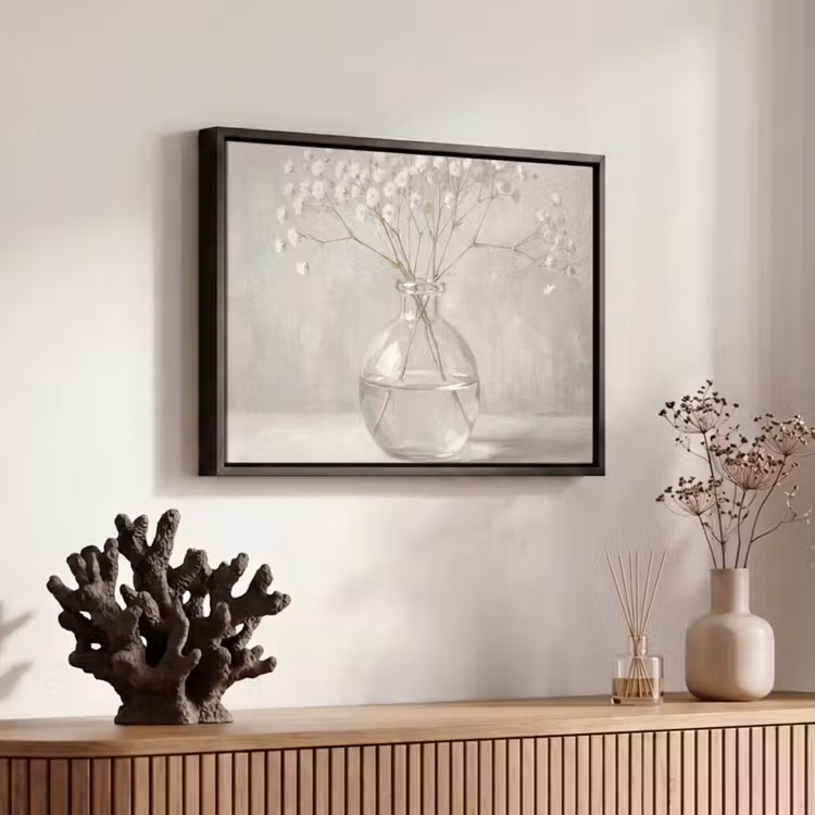 Canvas met lijst - Gipskruid - Vaas - Wit — 6