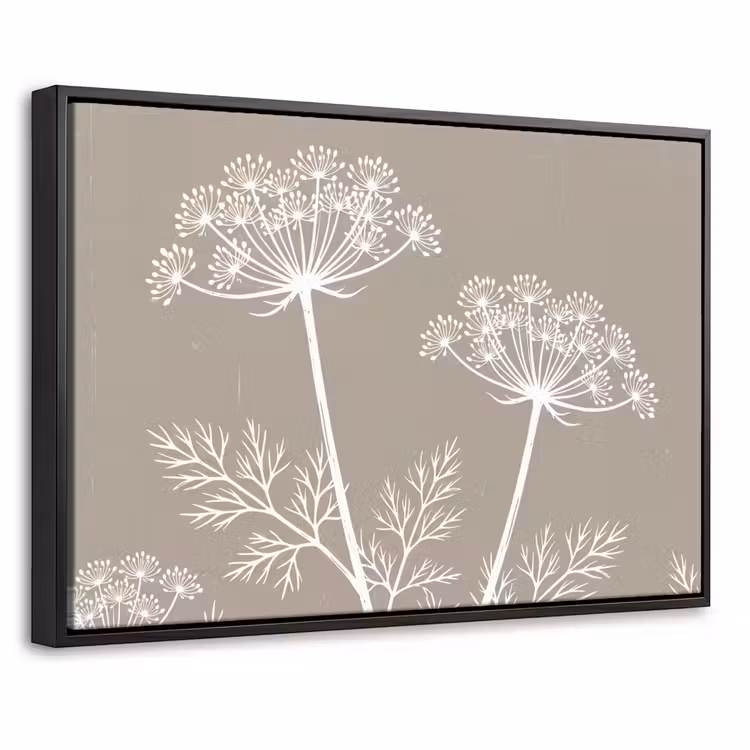 Canvas met lijst - Grafisch - Fluitenkruid - Taupe — 1