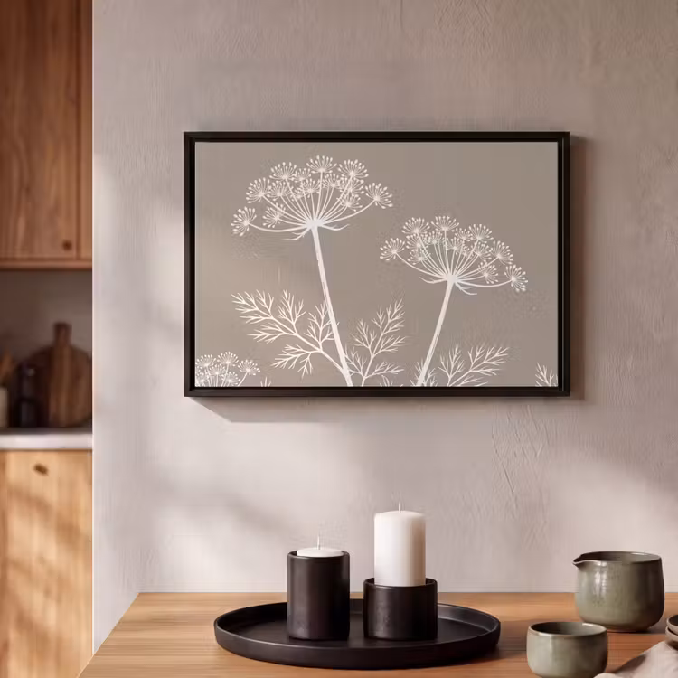 Canvas met lijst - Grafisch - Fluitenkruid - Taupe — 2