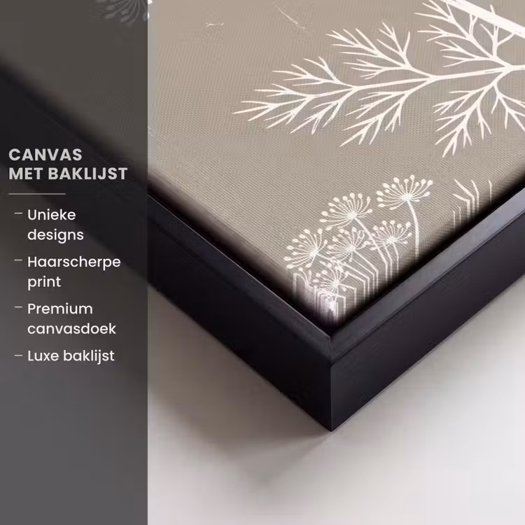 Canvas met lijst - Grafisch - Fluitenkruid - Taupe — 5