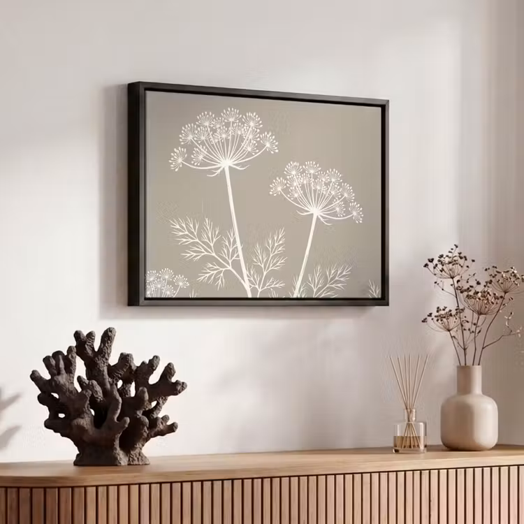 Canvas met lijst - Grafisch - Fluitenkruid - Taupe — 6