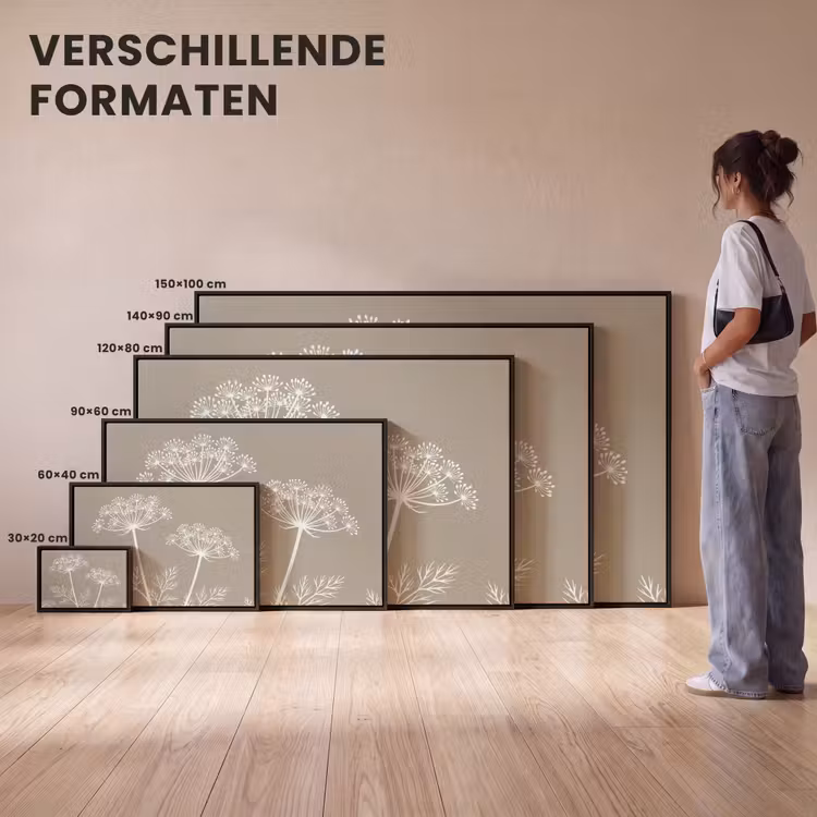 Canvas met lijst - Grafisch - Fluitenkruid - Taupe — 7