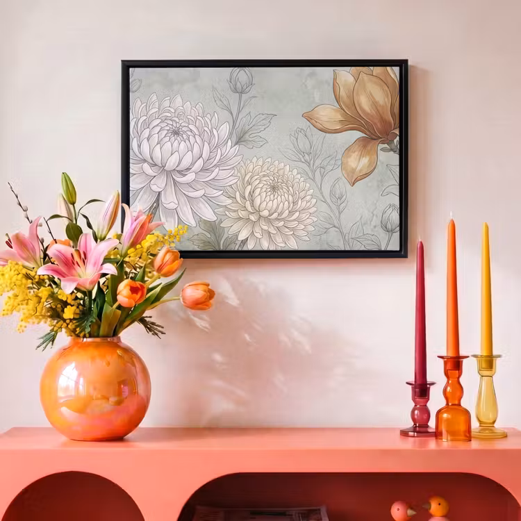 Canvas met lijst - Illustratie - Bloemen - Groen — 4